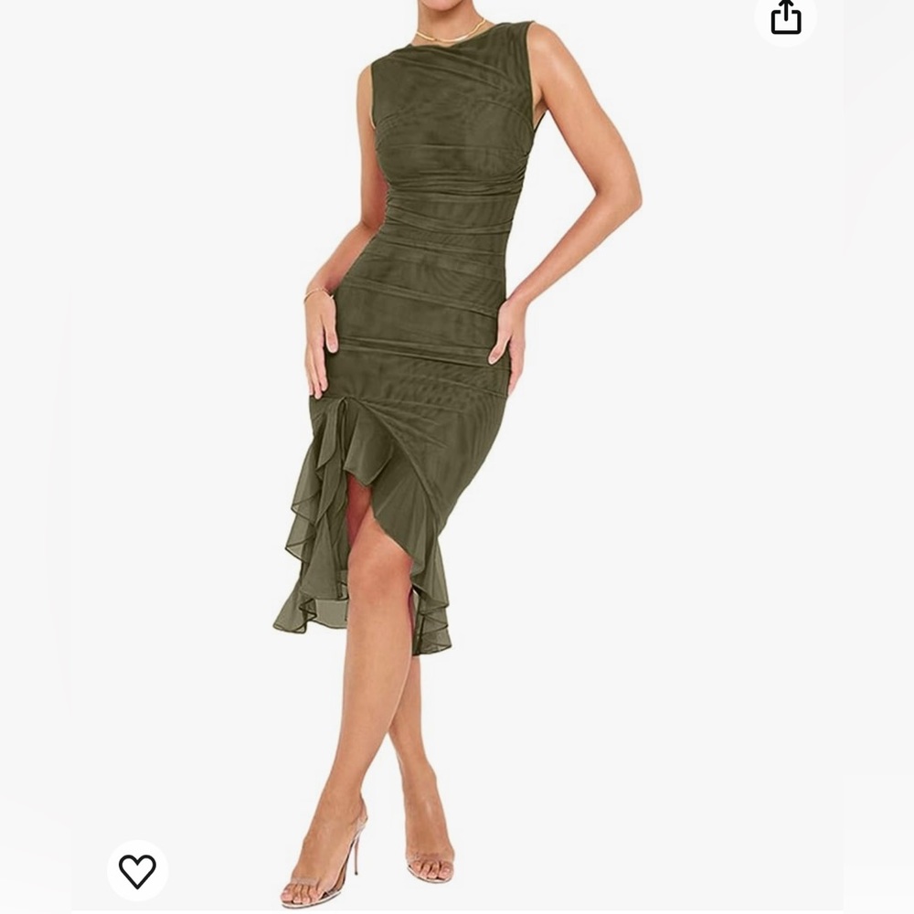Amazon VNIRA Women's Ruffle Bodycon Formal Midi Dress - Small